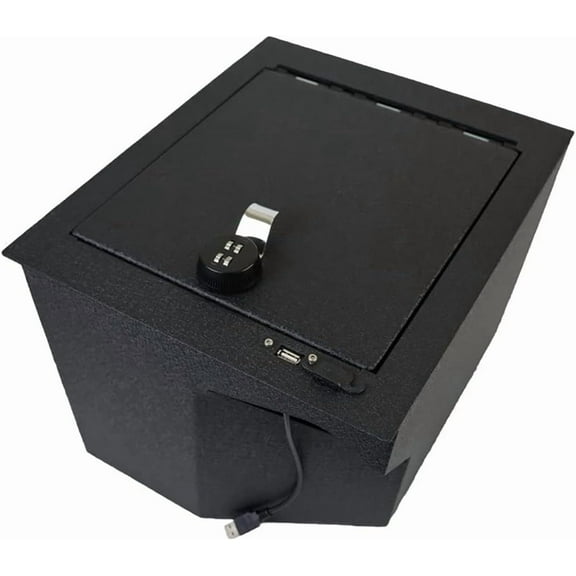 Black Horse Center Console Safe Security Lock Box, Black Gun Box Organizer, with 4 Digit Combination Resettable Lock Compatible with 2014-2021 Toyota Tundra-ASTT01