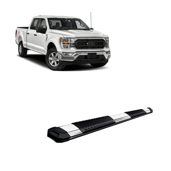 Black Horse Cutlass Polished Aluminum Running Boards Compatible with 2015-2024 Ford F150 SuperCrew