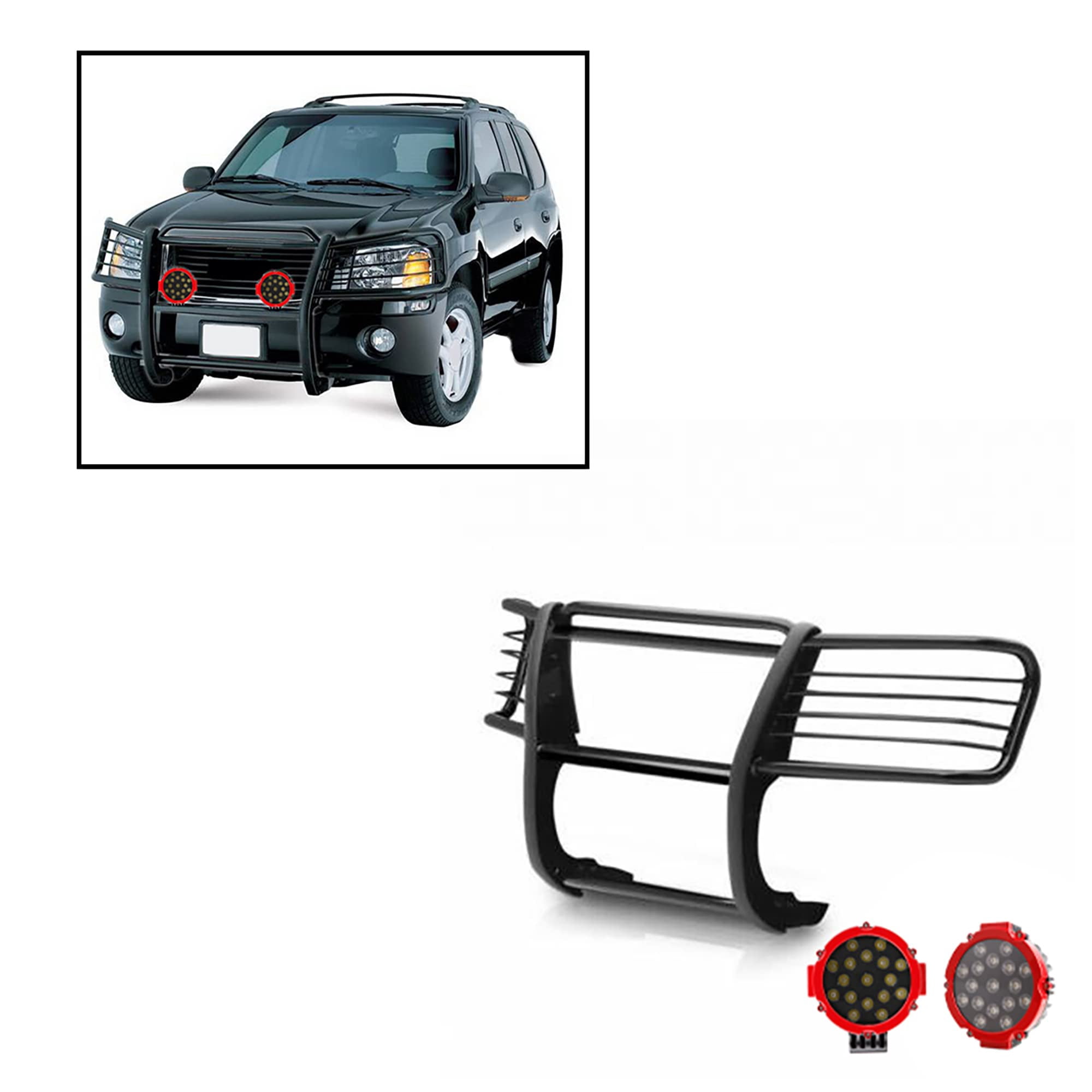 Black Horse Grille Brush Bumper Guard Modular Black Come with Pair of 7 ...