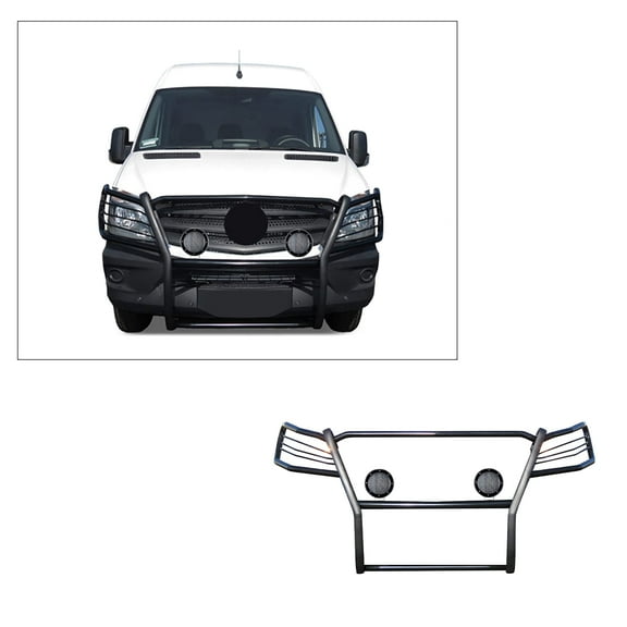 Black Horse Grille Guard Modular Black W/Pair of 5.3"LED Light Compatible with 2007-2009 Dodge sprinter-Freightliner 2500/3500|2007-2011-Benz sprinter 1500|10-18-Benz sprinter 2500/3500-17D502MA-PLFB
