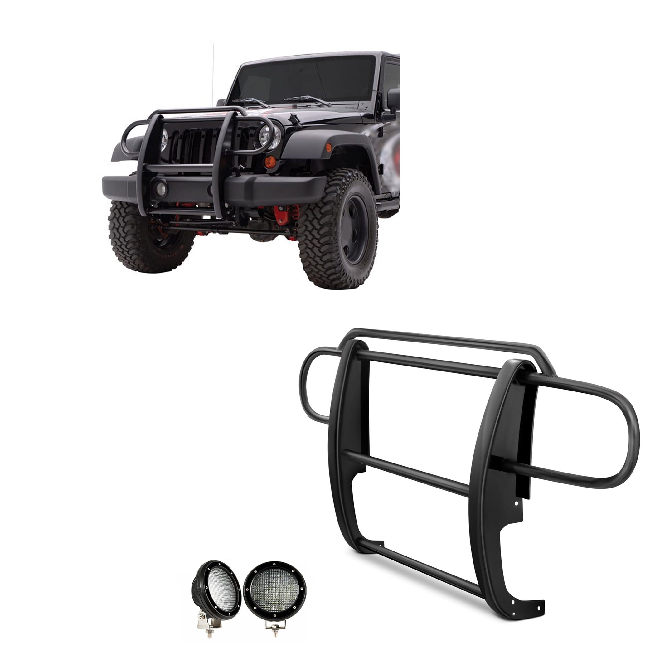 Black Horse Grille brush Bumper Guard Modular Black Come with Pair of 5 ...