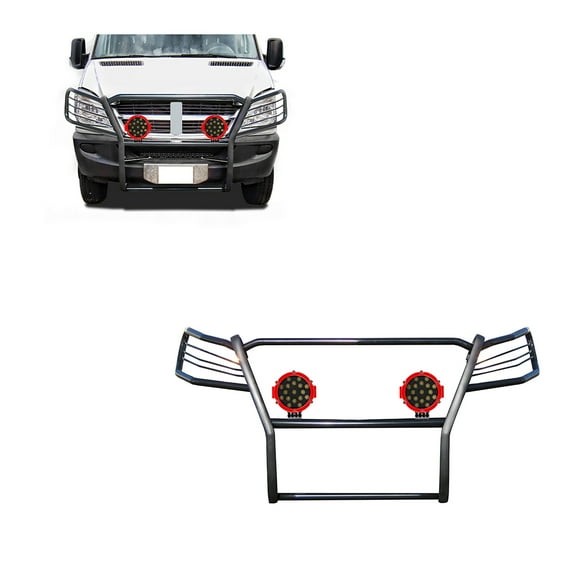 Black Horse Grille brush Bumper Guard Modular Black W/pair of 7.0"LED Lights Compatible with 07-09 Dodge-Freightliner Sprinter 2500/3500|07-11-Benz Sprinter|10-18-Benz sprinter 2500/3500-17D502MA-PLR