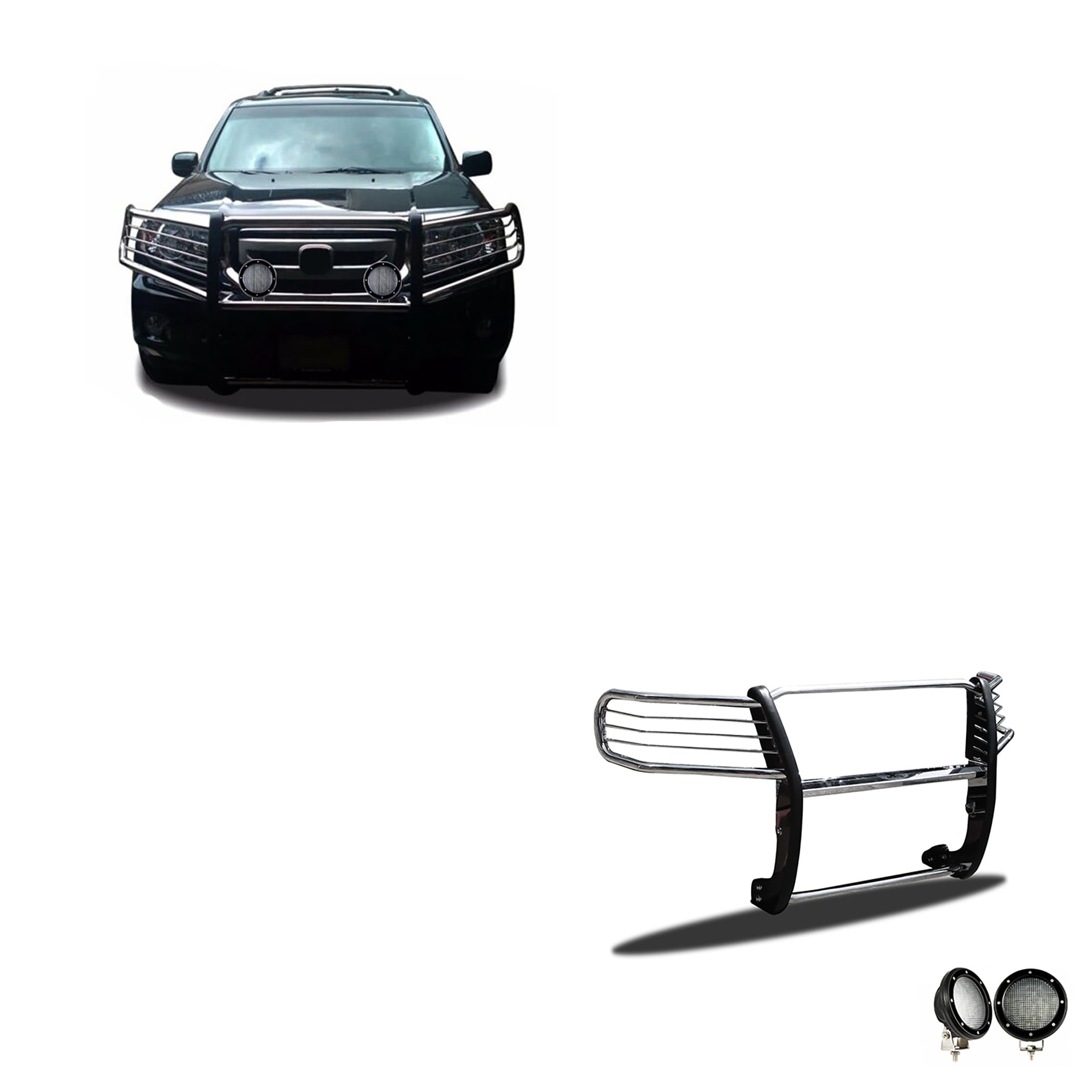 Matte Black Bull Bar With Skid Plate For 2009-2015 Honda Pilot - Heavy Duty Brush Guard, 3" Tube