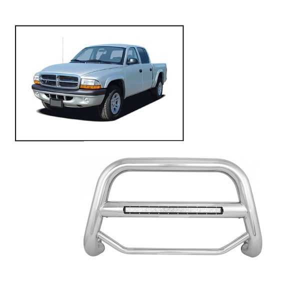Black Horse MAX Beacon Bull Bar No Skid Plate Stainless Steel Compatible with 1998-2004 Dodge Dakota|1998-2003 Dodge Durango-MAB-DOB2001S