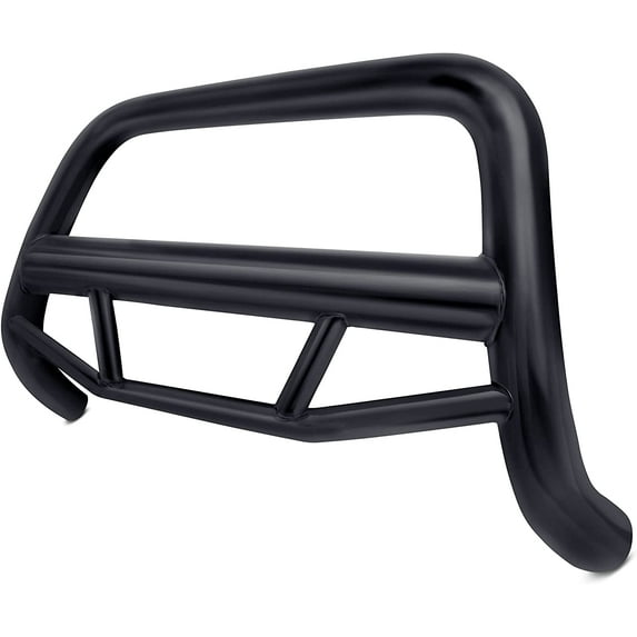 Black Horse Max Bull Bar Incl. pair of 5.3"Dia.LED Lights w/Black Trim Rings No skid plate Stainless Steel Compatible with 2001-2007 Toyota Highlander-MBS-TOF5007-PLFB