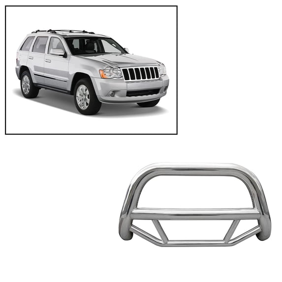 Black Horse Max Bull Bar No Skid Plate Stainless Steel Compatible with 2008-2010 Jeep Grand Cherokee-MBS-JEB9106