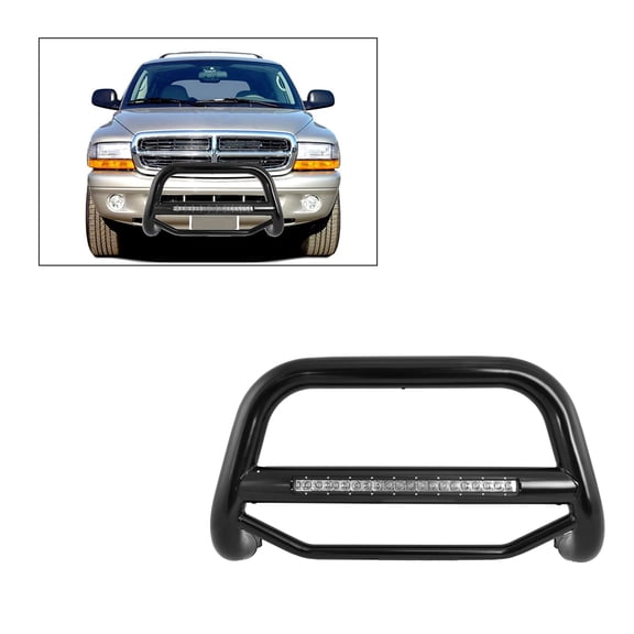 Black Horse MAX Beacon Bull Bar No Skid Plate Black Compatible with 1998-2004 Dodge Dakota|1998-2003 Dodge Durango-MAB-DOB2001B