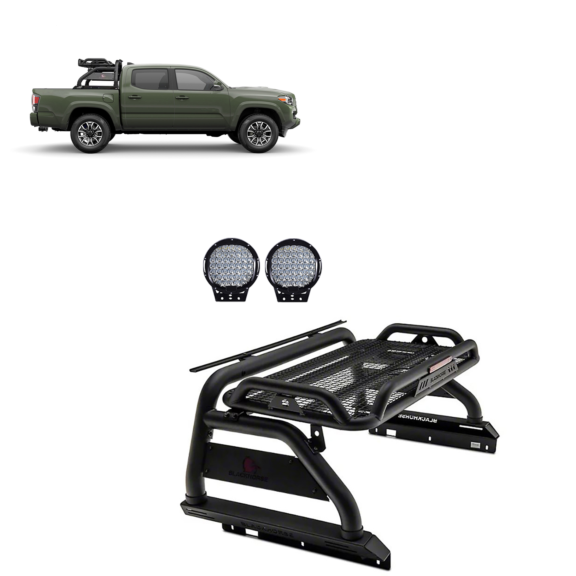 Black Horse Atlas Roll Bar Kit With 40" LED Light Bar - Fits GM, Ford, Dodge Trucks (2000-2024)