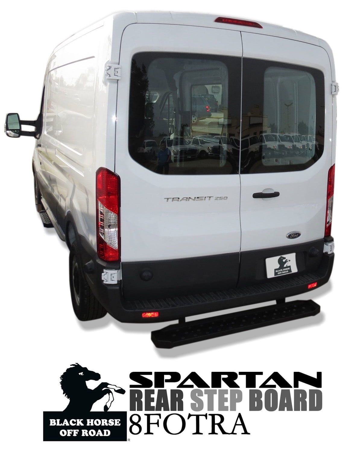 Black Horse Spartan Rear Step Board Black Compatible with 2015-2025 Ford Transit-150/Transit-250/Transit-350 (Incl. 22-24 E-Transit)-8FOTRA