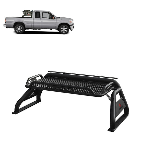 Black Horse ATLAS Roll Bar Black Compatible with 1999-2025 Ford F-250 Super Duty 1999-2025 Ford F-350 Super Duty 1999-2025 Ford F-450 Super Duty-RB-BA15B