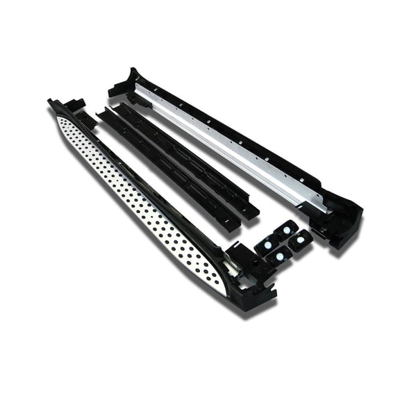 Black Horse OffroadRMW167; Running Board; Replica; Polished Extruded Aluminum/ Black Trim; Unlighted; Frame Mount; With Mounting Hardware