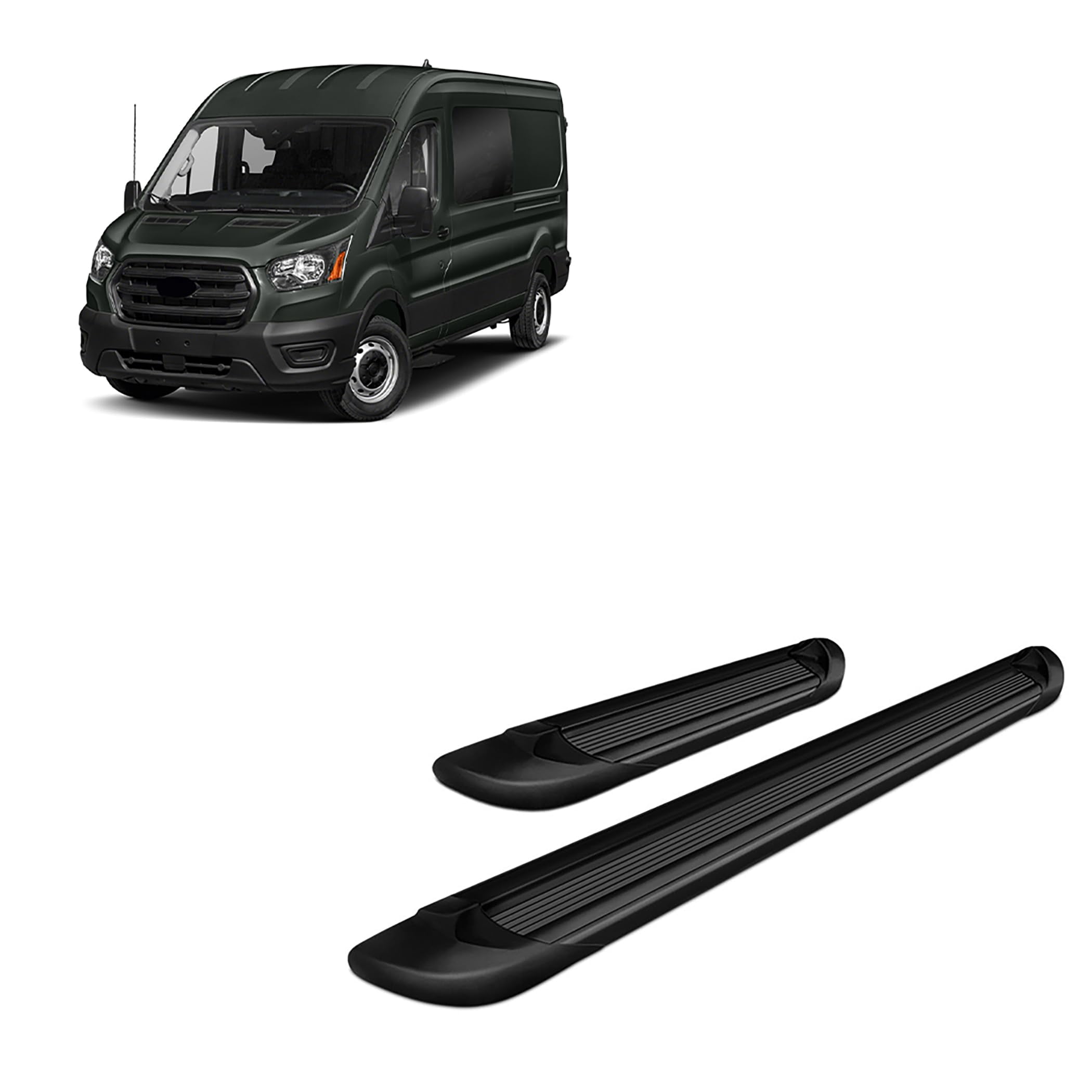 Black Horse Off Road Black Horse Black Aluminum Transporter Running Boards Compatible with 2015-2022 Ford Transit-150