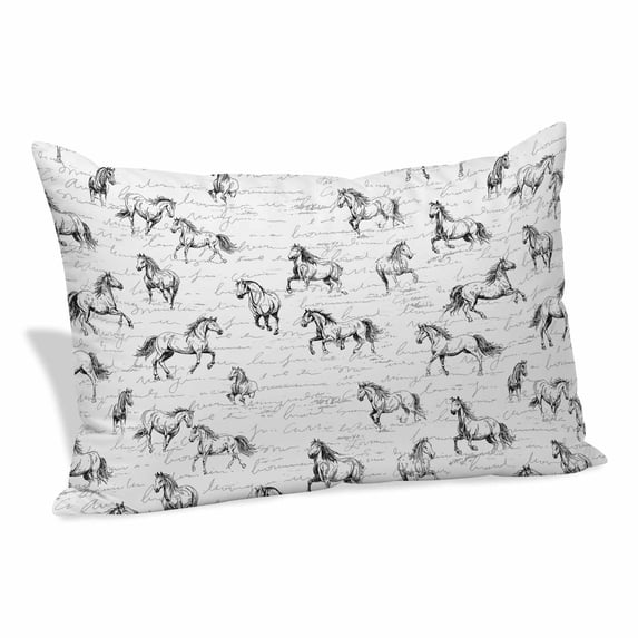 Black Horse Pillow Covers King, Watercolor Vintage Animals Soft Brushed Microfiber Breathable Throw Pillow Covers, Decorative Pillowcase with Zipper for Couch Sofa Bedroom Living Room 20"x36"