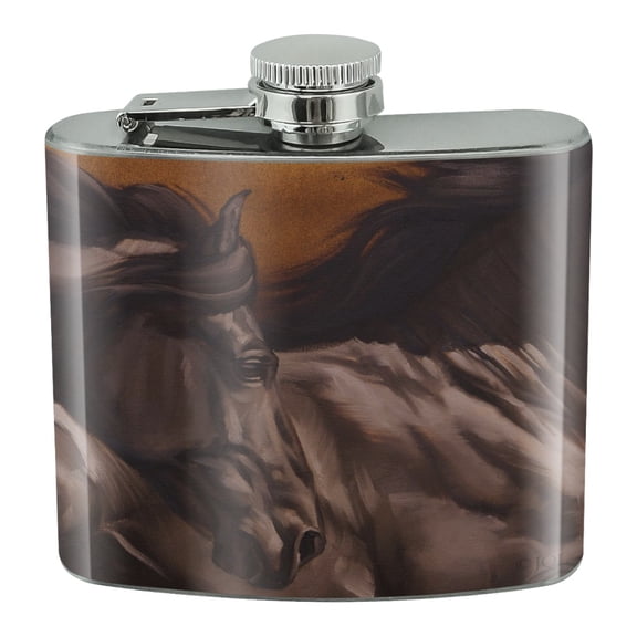 Black Horse Racing Stainless Steel 5oz Hip Drink Kidney Flask
