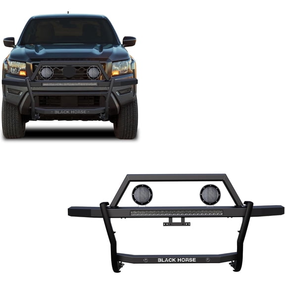 Black Horse Rambler Grille Guard Kit Modular Black Compatible with 2022-2024 Nissan Frontier-RAGN01-K1PLFB