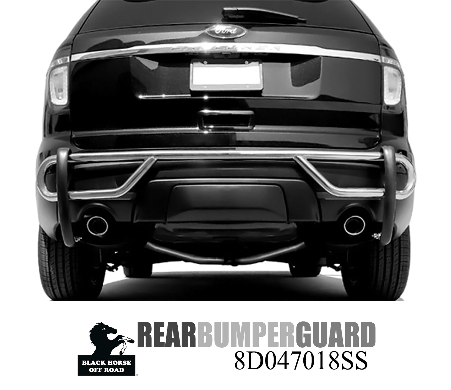 Black Horse Rear Bumper Guard Double Tube Stainless Steel Compatible ...