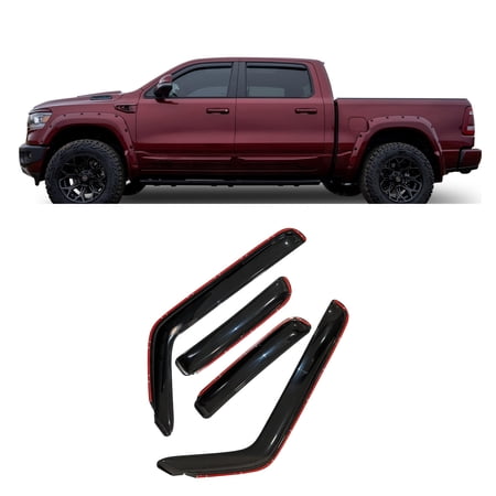 Black Horse Off Road [BHOR] in Channel Rain Guards/Wind Deflectors Compatible with 2023-2024 Chevrolet Colorado|2023-2024 GMC Canyon Crew Cab Smoke 4 PCs - 1494218IN