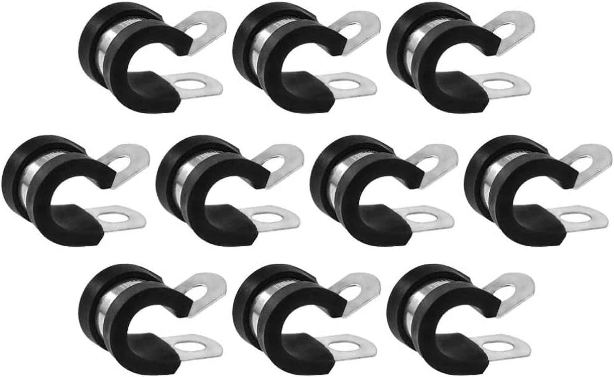 Black Hose Clamp 10pcs Stainless Steel Cable Clamp Rubber Cushioned