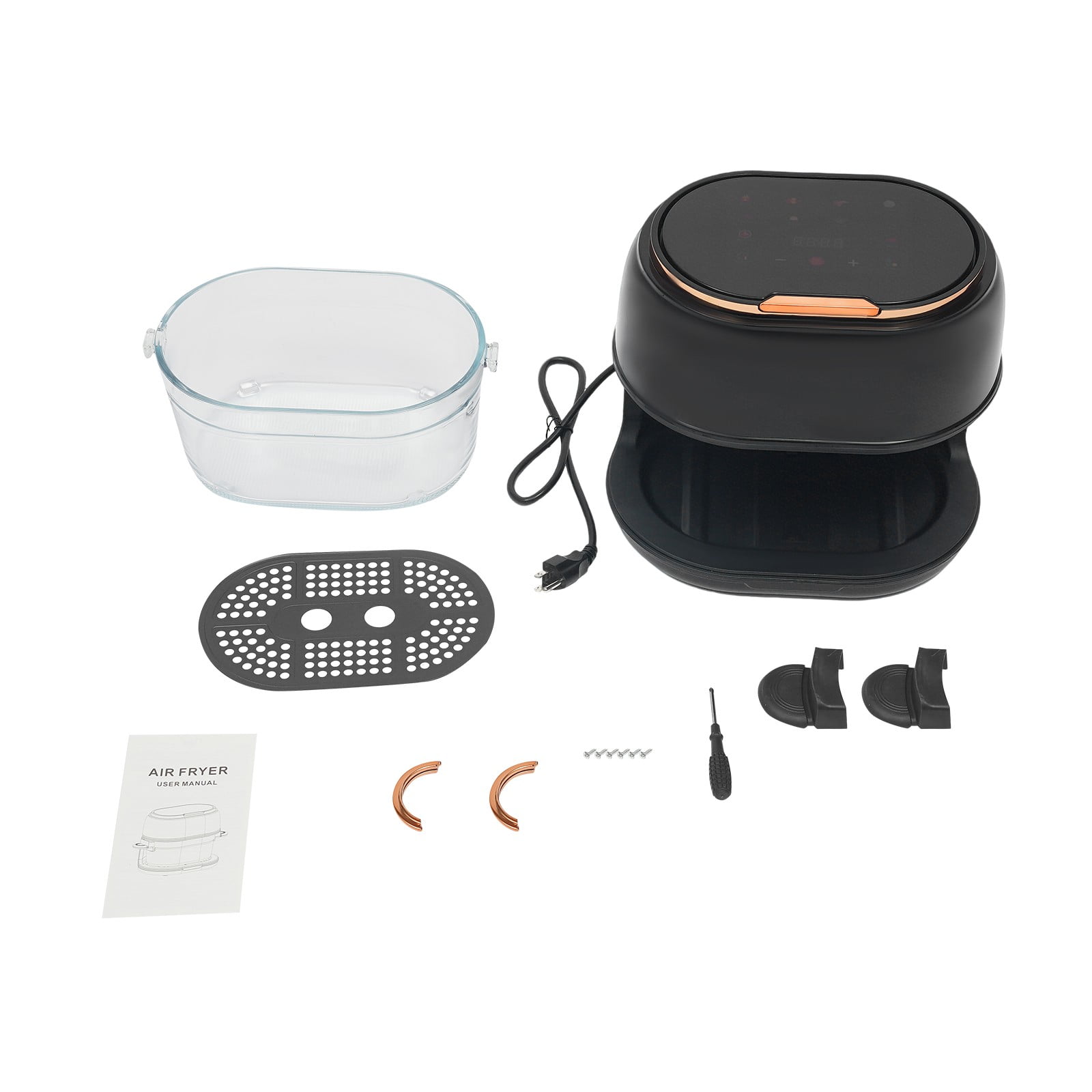 Black Hot Air Fryer, 3.6QT Multifunctional Air Fryer with Touch Screen, Visible Baking Basket, 374°F Digital Air Fryer Oven for Baking Roasting Dehydrating