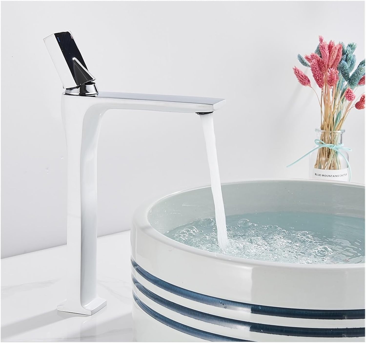 Black Hot Cold Basin Faucet Deck Mounted Square Brass Bathroom Mixers ...