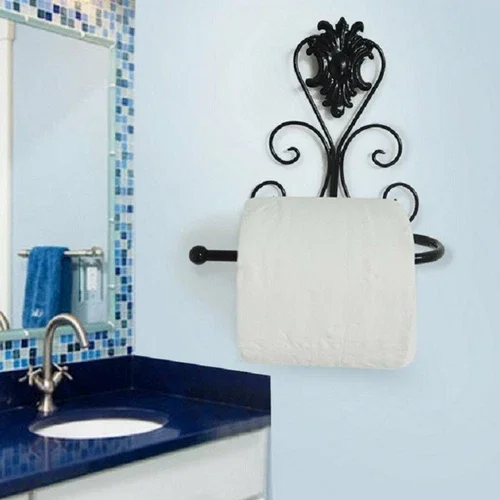Black Hot Vintage Iron Toilet Paper Towel Roll Holder Bathroom Wall Mount Rack