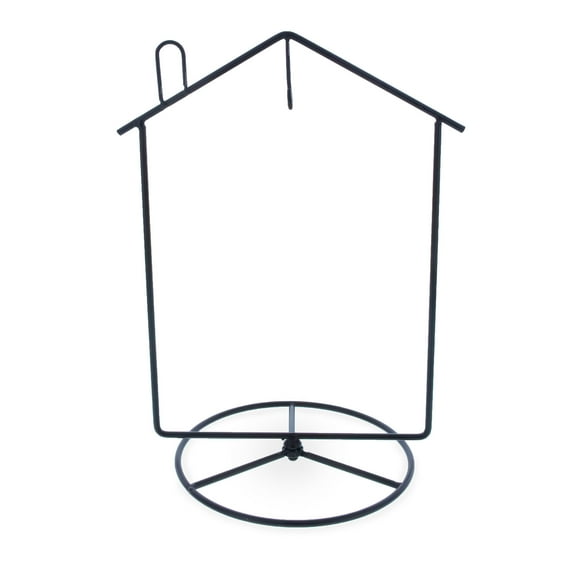 Black House-Shaped Hanging Photo Picture Frame and Metal Ornament Stand 8.7 Inches