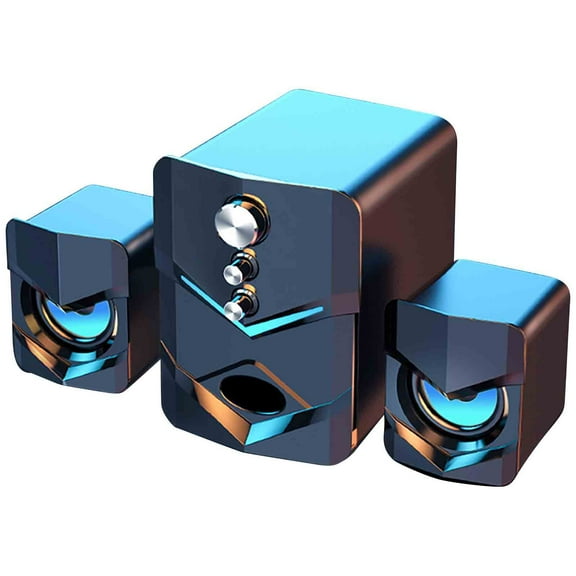 Black Household Desktop Speakers Bluetooth Audio System With Heavy Bass Usb Powered 5.4 X 4.5 X 1.85 Inches 3 Speakers Set Weight 1.711 Pounds