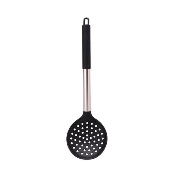 Black Black Household Kitchen Colander Stainless Steel Plastic Draining Spoon Oil Proof Noodles Dumpling Strainer Long Handle For Deep Pots Efficient Draining Tool
