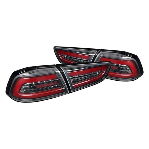 Black Housing Clear Lens LED Tail Light with Red Light Bar for 2008-2016 Mitsubishi Evolution