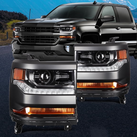 Black Housing For 2016 2017 2018 Chevrolet Silverado 1500 Headlights Assembly