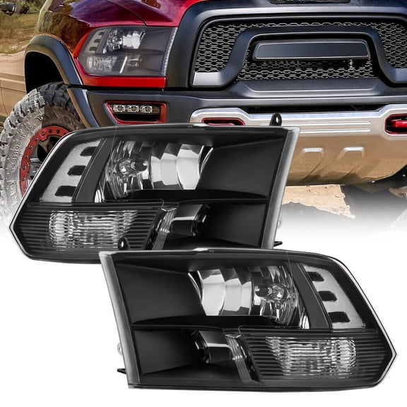 Black Housing Headlights Assembly For 2011-2018 Dodge Ram 1500 2500 3500 4500