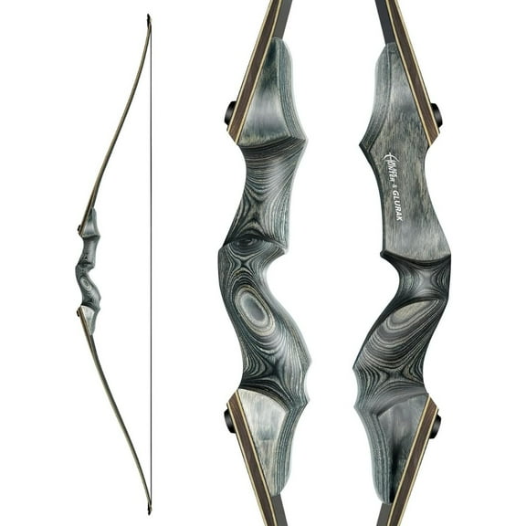 Black Hunter Takedown Longbow 60" Wooden Archery Bow Hunting Bow RH/LH for Beginner Training Practice 20-60lb(LH-55lbs)