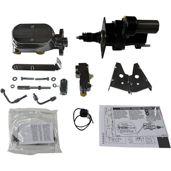 Black Hydro-Boost Power Brake Booster Conversion Kit Disc/Disc w/Milled Master Cylinder and Proportioning Valve Firewall Mount Bracket Kit, For 1964-1972 GM A-Body