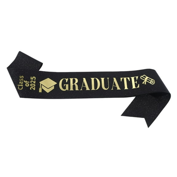 Black I Graduated Satin Sash With Gold Glitter Letters Class Of 2026 Graduated Party Supplies Cheer Supplies 2026 Graduation Celebrations Sashes