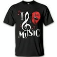 thumbnail image 1 of Black 'I Love Music' T-Shirt with Large Treble & Heart Design, 1 of 5