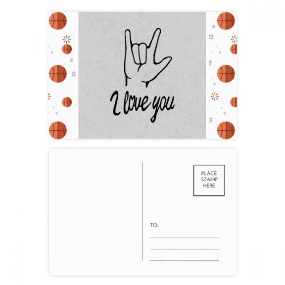 Black I Love You Personalized Gesture Basketball Postcard Set Thanks Card Mailing Side 20pcs