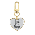 thumbnail image 1 of Black I Love You Personalized Gesture Gold Heart Keychain Metal Keyring Holder, 1 of 3