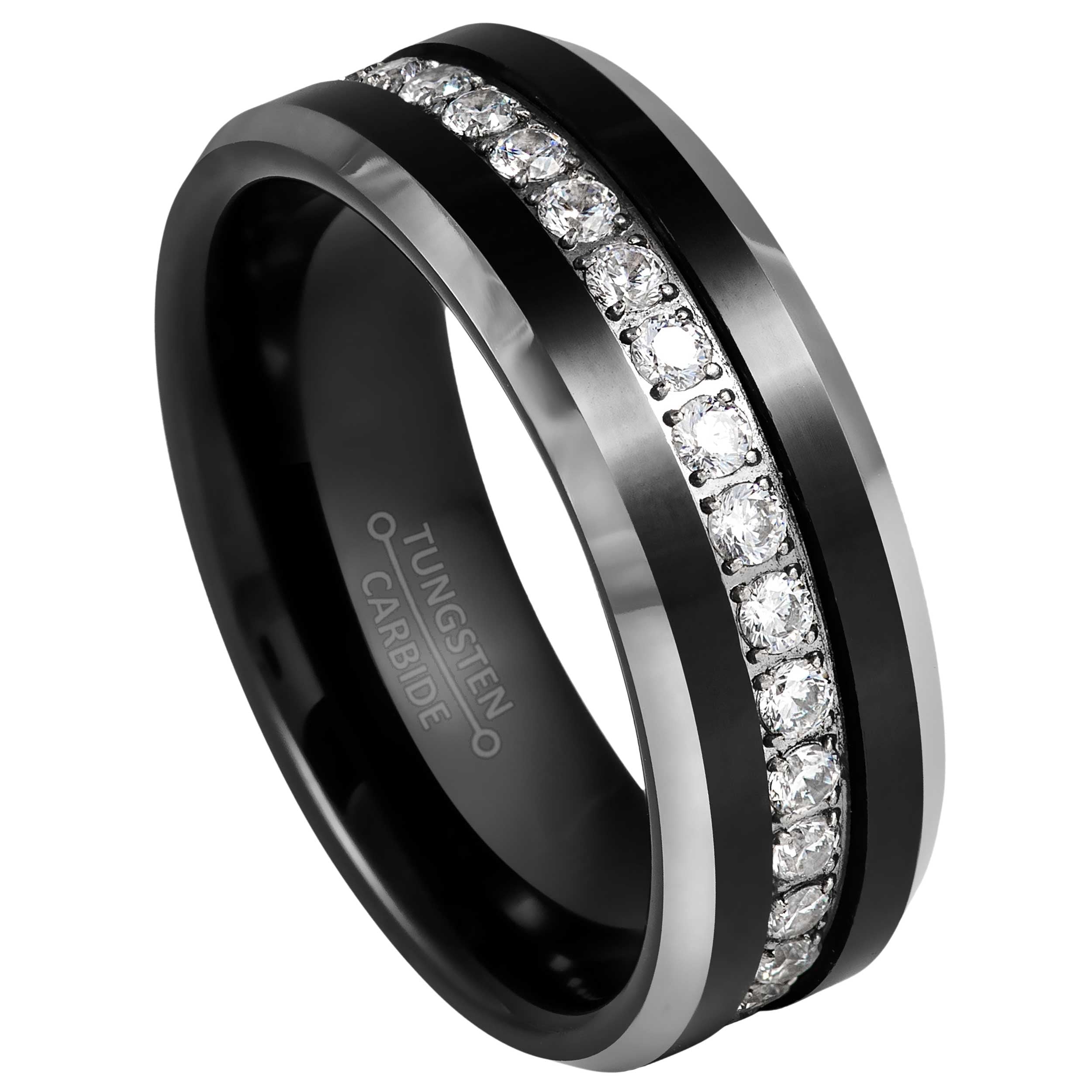 Silicone Ring Men Wedding Band 8mm Black Tungsten Rings For Men