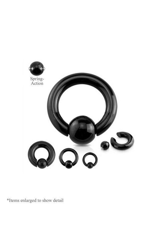 Black IP Spring Action Captive Bead Ring - Easy Pop Out