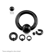 Black IP Spring Action Captive Bead Ring - Easy Pop Out