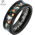 thumbnail image 1 of Tioneer Black IP Tungsten Ring 8mm Galaxy Series w/ Opal Inlay in Different Styles Wedding Band for Men Women w/ FREE Engraving Options, 1 of 6