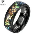 thumbnail image 1 of Tioneer Black IP Tungsten Ring 8mm Galaxy Series w/ Opal Inlay in Different Styles Wedding Band for Men Women w/ FREE Engraving Options, 1 of 6