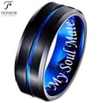 thumbnail image 1 of Black IP Tungsten Ring w/ Distinct Blue or Red Center Line 8mm Comfort Fitw/ Free Engraving Options, 1 of 2