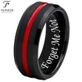 thumbnail image 1 of Tioneer Tungsten Ring Black IP w/ Distinct Blue or Red Center Line 8mm Comfort Fitw/ Free Engraving Options, 1 of 2