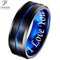 thumbnail image 1 of Black IP Tungsten Ring w/ Distinct Blue or Red Center Line 8mm Comfort Fitw/ Free Engraving Options, 1 of 2