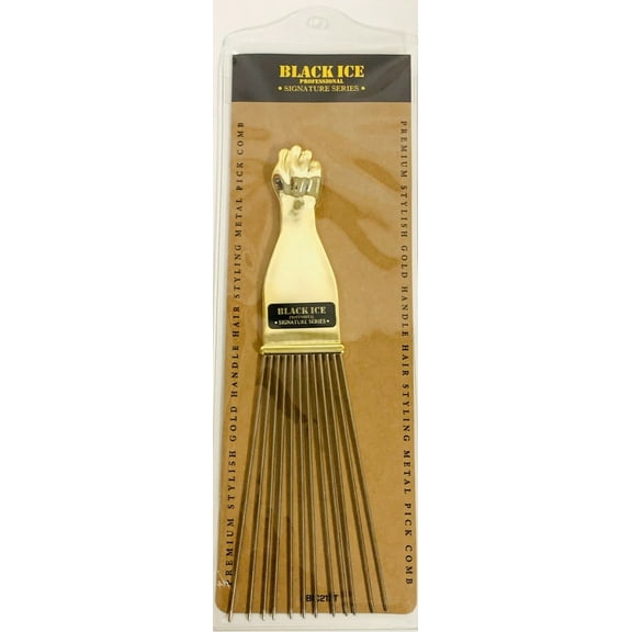 Black Ice Professional Signature Series Metal Pick Comb Gold Fist Handle 2 Style