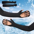 thumbnail image 1 of Black Ice Silk Cooling Arm Sleeves with Thumb Holes, UPF 50+ Sun Protection 21.1-Inch Long Athletic Compression Sleeves for Cycling & Sports, 1 of 7