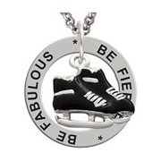 Black Ice Skates Be Fierce Be Fabulous Affirmation Ring Necklace