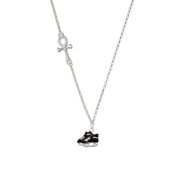 Black Ice Skates Delicate Ankh Necklace