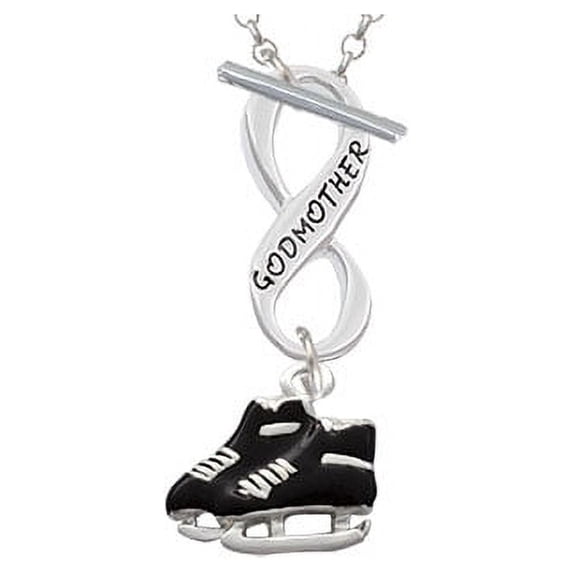 Black Ice Skates Godmother Infinity Toggle Chain Necklace